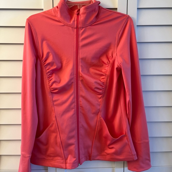 Zella Pink Yoga Running Jacket Full Zip Ruched front Women's Size M. - Picture 1 of 8